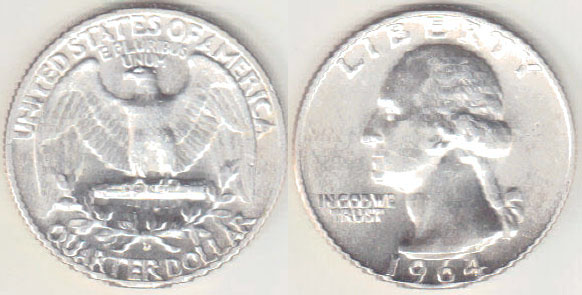 1964 D USA silver Quarter Dollar A004177